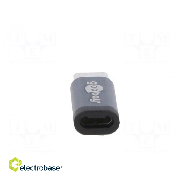 Adapter | OTG,USB 2.0 | USB B micro socket,USB C plug | grey paveikslėlis 5