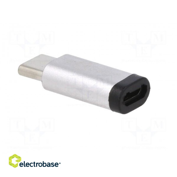 Adapter | OTG,USB 2.0 | USB B micro socket,USB C plug | silver paveikslėlis 4
