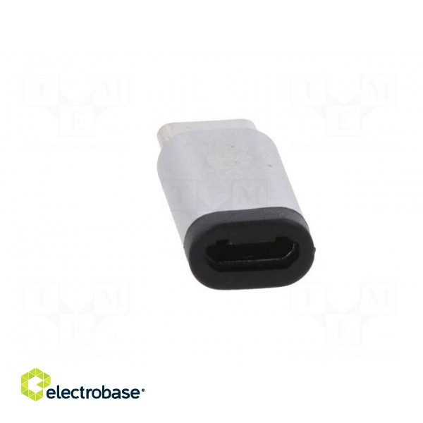 Adapter | OTG,USB 2.0 | USB B micro socket,USB C plug | silver paveikslėlis 5