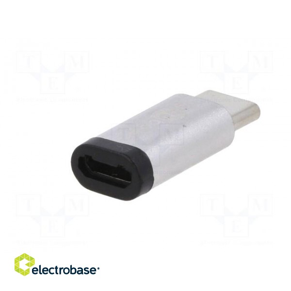Adapter | OTG,USB 2.0 | USB B micro socket,USB C plug | silver paveikslėlis 6
