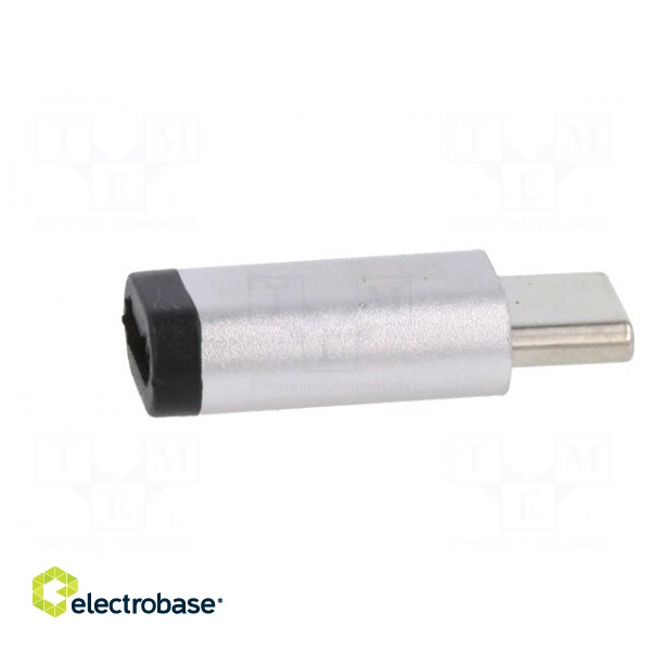 Adapter | OTG,USB 2.0 | USB B micro socket,USB C plug | silver paveikslėlis 7