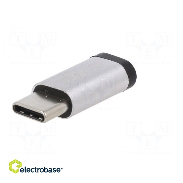 Adapter | OTG,USB 2.0 | USB B micro socket,USB C plug | silver paveikslėlis 2