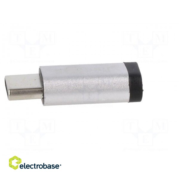 Adapter | OTG,USB 2.0 | USB B micro socket,USB C plug | silver paveikslėlis 3