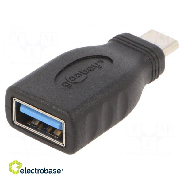 Adapter | OTG,USB 3.0 | USB A socket,USB C plug | black фото 1