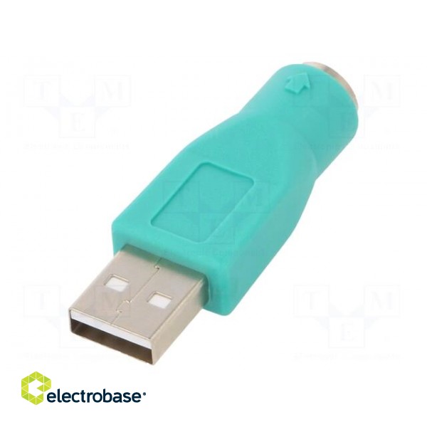 Adapter USB-PS2 | PS/2 socket,USB A plug | nickel plated | green image 1