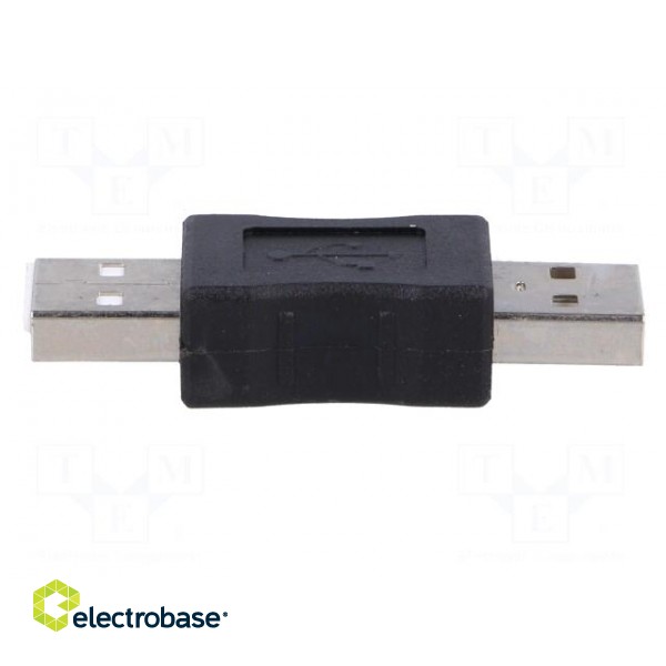 Adapter | USB 2.0 | USB A plug,both sides | nickel plated | black image 3