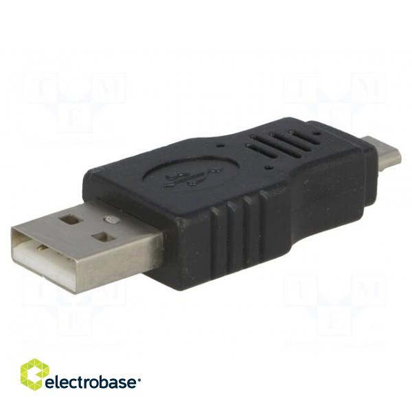 Adapter | USB 2.0 | USB A plug,USB B micro plug | nickel plated paveikslėlis 1