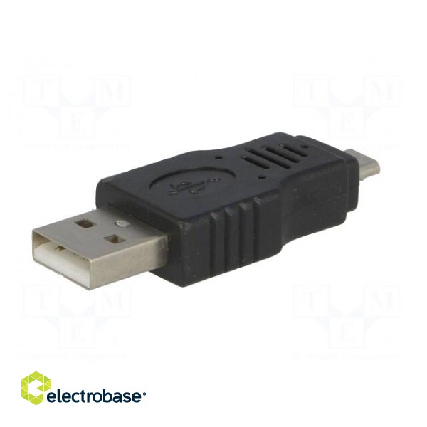 Adapter | USB 2.0 | USB A plug,USB B micro plug | nickel plated paveikslėlis 2