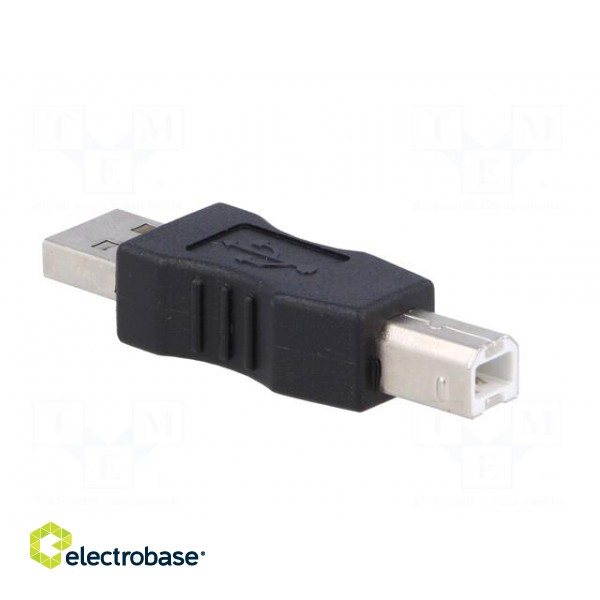 Adapter | USB 2.0 | USB A plug,USB B plug | nickel plated | black image 4