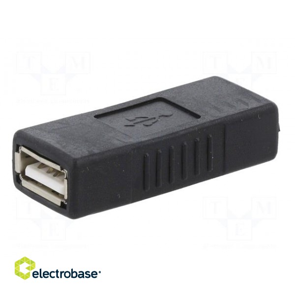 Adapter | USB 2.0 | USB A socket,both sides | gold-plated | black image 2