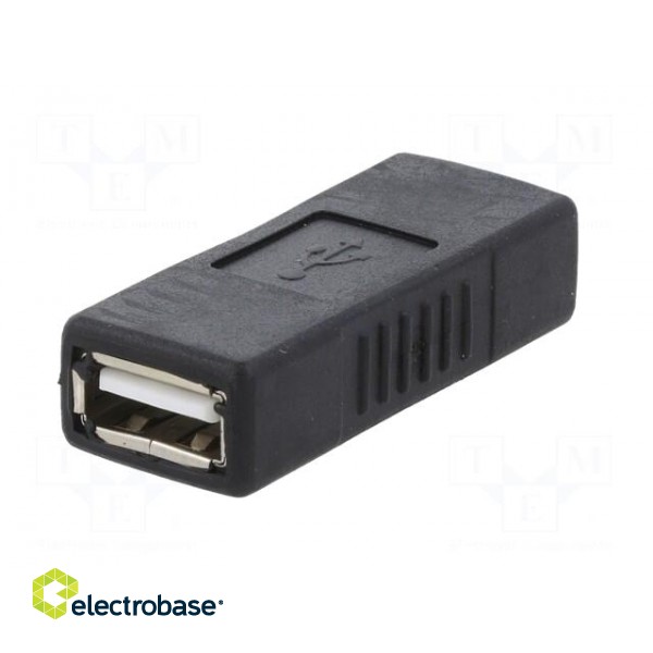 Adapter | USB 2.0 | USB A socket,both sides | gold-plated | black фото 7