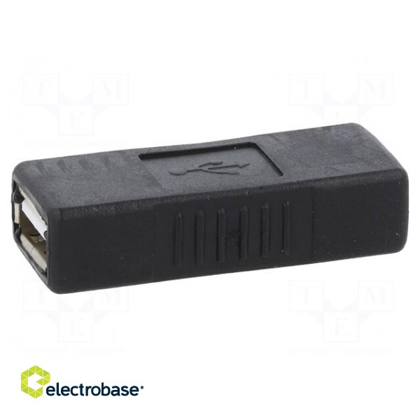 Adapter | USB 2.0 | USB A socket,both sides | gold-plated | black фото 8