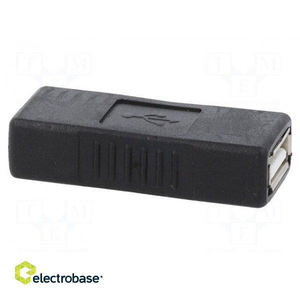 Adapter | USB 2.0 | USB A socket,both sides | gold-plated | black paveikslėlis 9