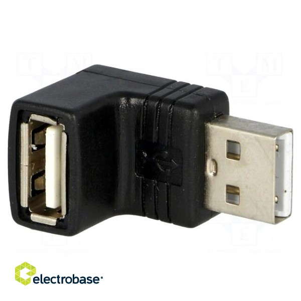 Adapter | USB 2.0 | USB A socket,USB A angled plug | gold-plated image 1
