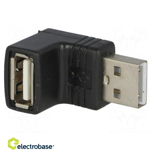 Adapter | USB 2.0 | USB A socket,USB A angled plug | gold-plated paveikslėlis 2