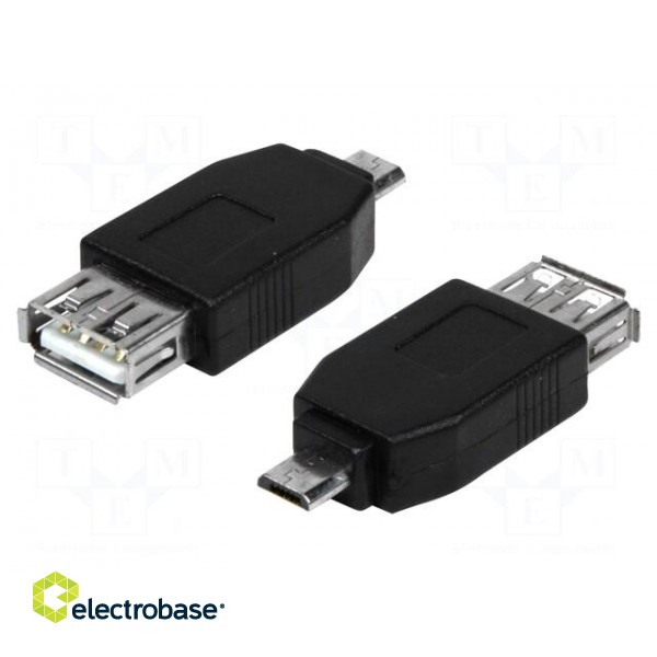 Adapter | USB 2.0 | USB A socket,USB B micro plug | black