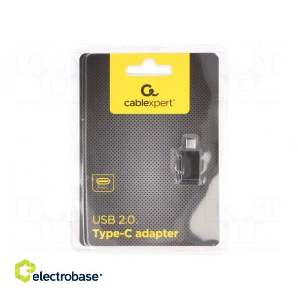 Adapter | USB 2.0 | USB A socket,USB C plug | 480Mbps | black