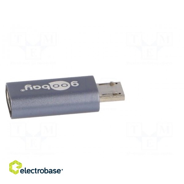 Adapter | USB 2.0 | USB B micro plug,USB C socket | Colour: grey paveikslėlis 7