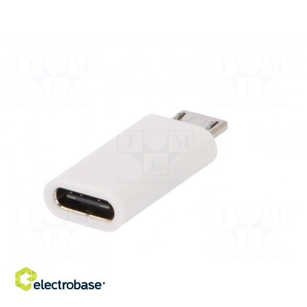 Adapter | USB 2.0 | USB B micro plug,USB C socket | Colour: white фото 6