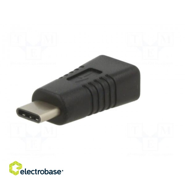 Adapter | USB 2.0 | USB B micro socket,USB C plug | black image 2