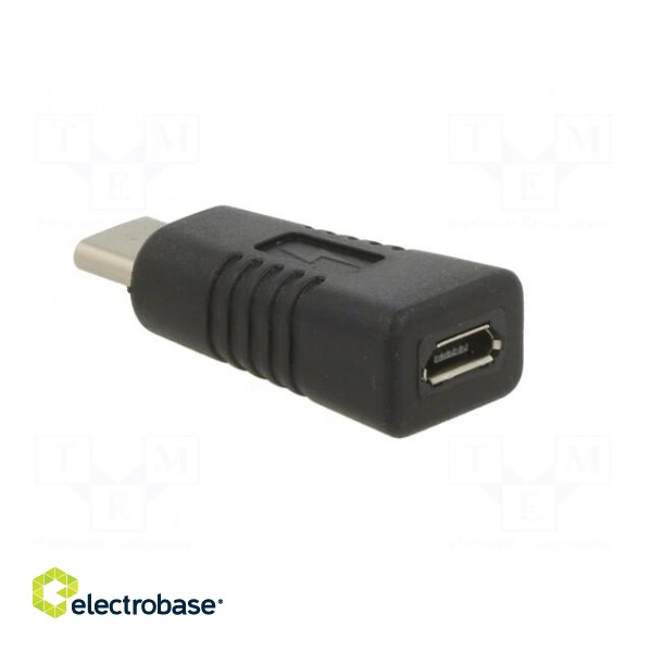 Adapter | USB 2.0 | USB B micro socket,USB C plug | black фото 4