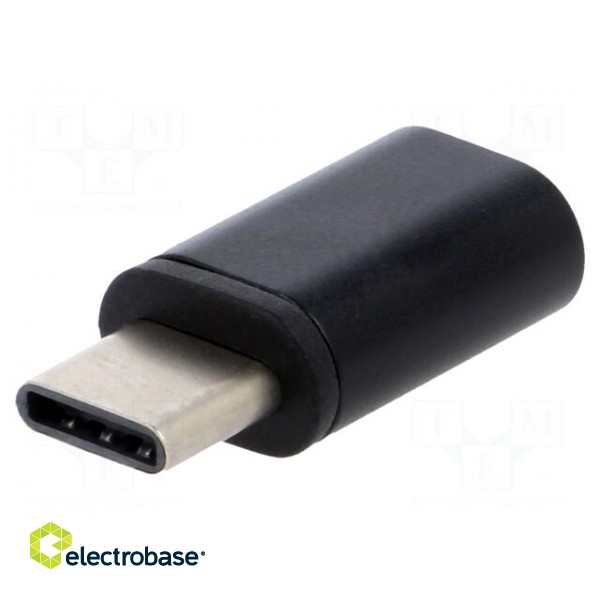 Adapter | USB 2.0 | USB B micro socket,USB C plug | nickel plated image 1