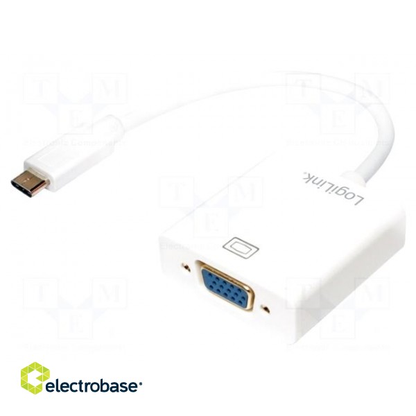 Adapter | USB 3.0 | D-Sub 15pin HD socket,USB C plug | 140mm | white