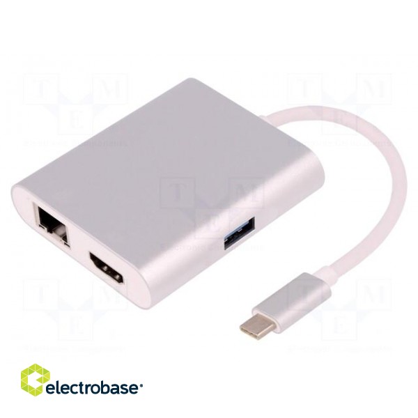 Adapter | USB 3.0,USB 3.1 | nickel plated | 200mm | Colour: silver paveikslėlis 1