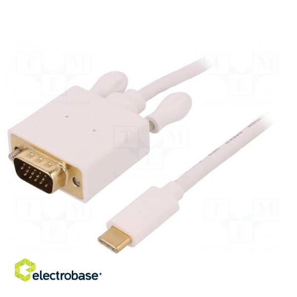 Adapter | USB 3.1 | D-Sub 15pin HD plug,USB C plug | 2m | white
