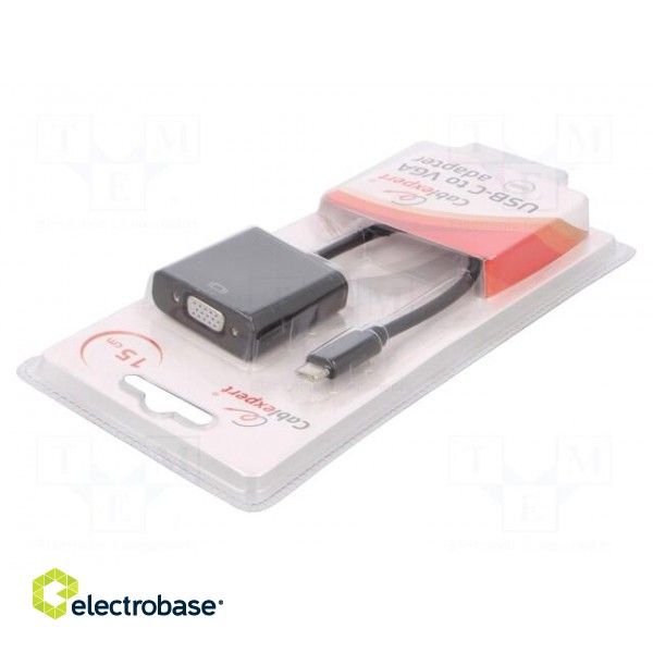 Adapter | USB 3.1 | D-Sub 15pin HD socket,USB C plug | 0.15m | black paveikslėlis 2