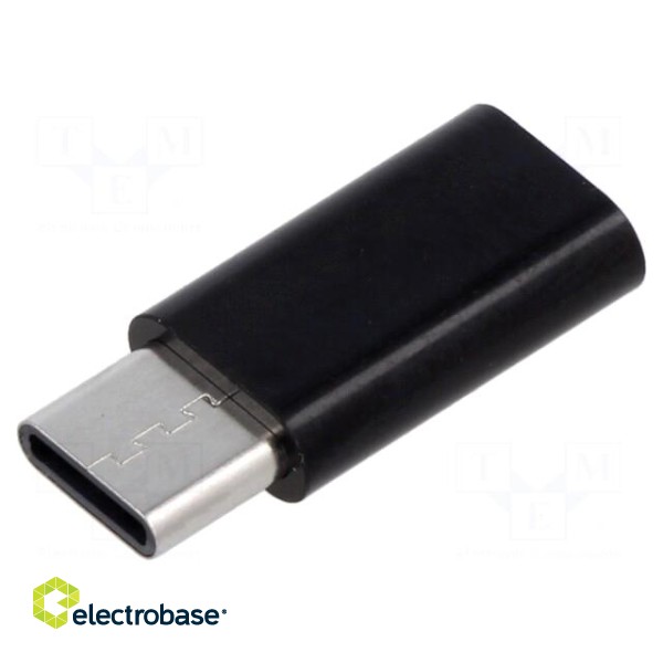 Adapter | USB 3.1 | USB B micro socket,USB C plug | black