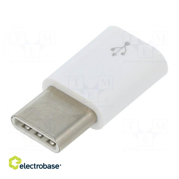 Adapter | USB B micro socket,USB C plug | white | Raspberry Pi 4 B