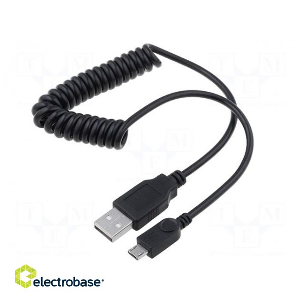 Cable | USB 2.0,coiled | USB A plug,USB B micro plug | black