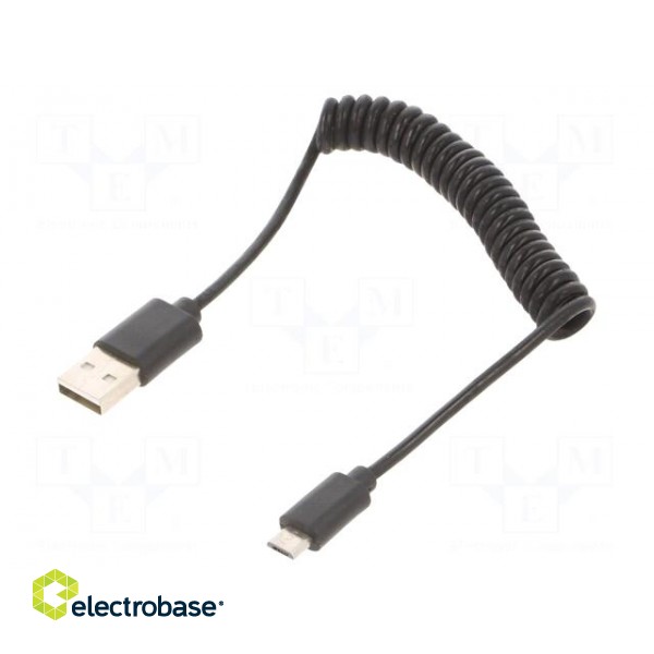 Cable | coiled,USB 2.0 | USB A plug,USB B micro plug | gold-plated