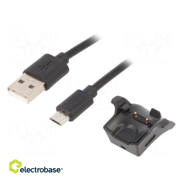 Cable: for smartwatch charging | 0.5m | black | 1A