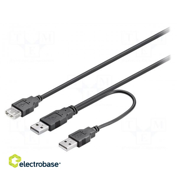 Cable | High Speed,USB 2.0 | USB A socket,USB A plug x2 | 0.3m