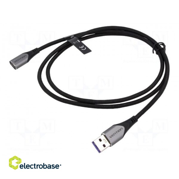 Cable | magnetic,USB 2.0 | USB A plug | nickel plated | 1m | black