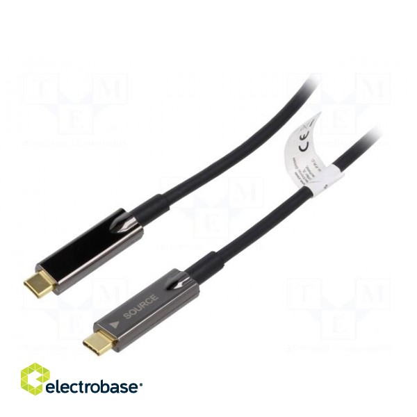 Cable | optical,USB 3.1 | USB C plug,both sides | 10m | black