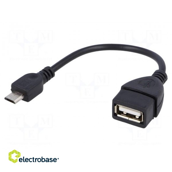 Cable | OTG,USB 2.0 | USB A socket,USB B micro plug | 0.15m | black