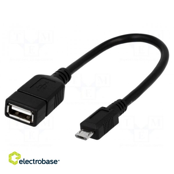 Cable | OTG,USB 2.0 | USB A socket,USB B micro plug | 0.2m | black