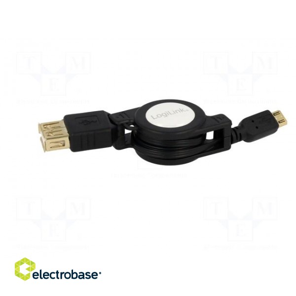 Cable | OTG,USB 2.0 | USB A socket,USB B micro plug | 0.75m | black image 3