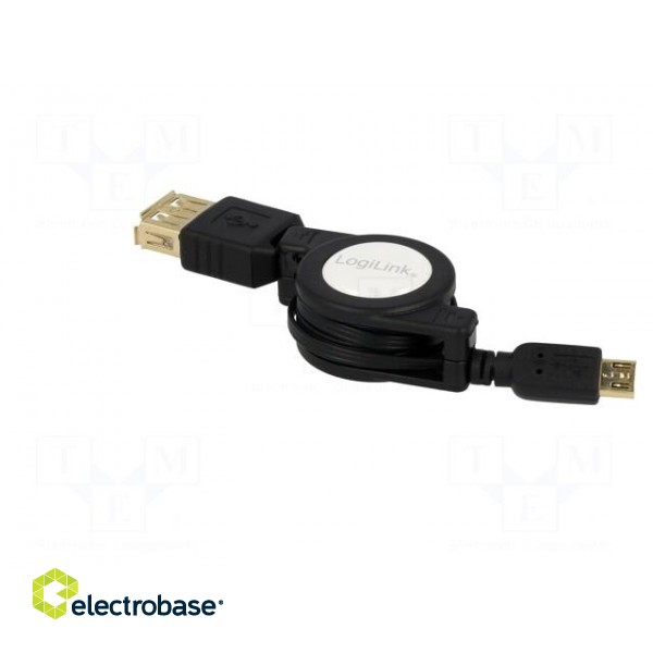 Cable | OTG,USB 2.0 | USB A socket,USB B micro plug | 0.75m | black image 4