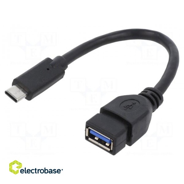 Cable | OTG,USB 3.0 | USB A socket,USB C plug | 0.2m | black | bag