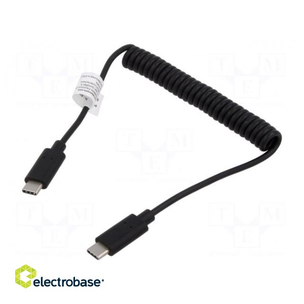 Cable | Power Delivery (PD),coiled,USB 2.0 | nickel plated | black