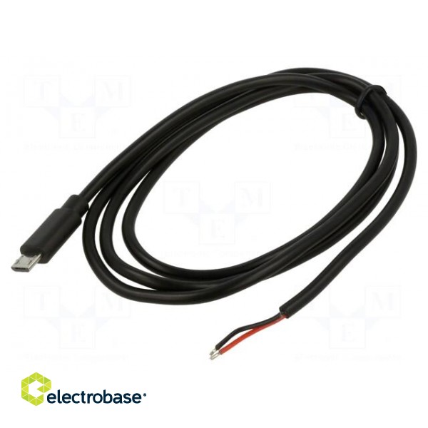 Cable | service | wires,USB B micro plug | 1m | black | 10W | 2A | 5V