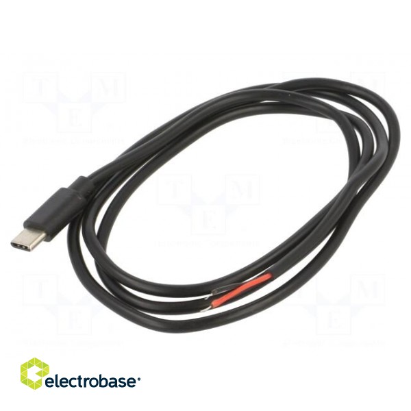 Cable | service | wires,USB C plug | 1m | black | 10W | 2A | 5V