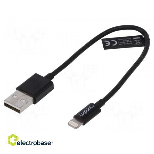 Cable | USB 2.0 | USB A plug,Apple Lightning plug | 0.18m | black