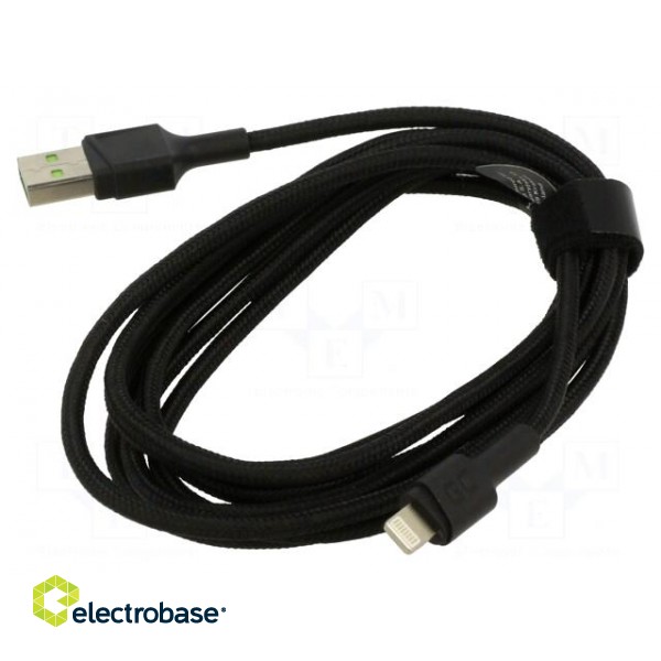 Cable | USB 2.0 | Apple Lightning plug,USB A plug | 0.3m | black