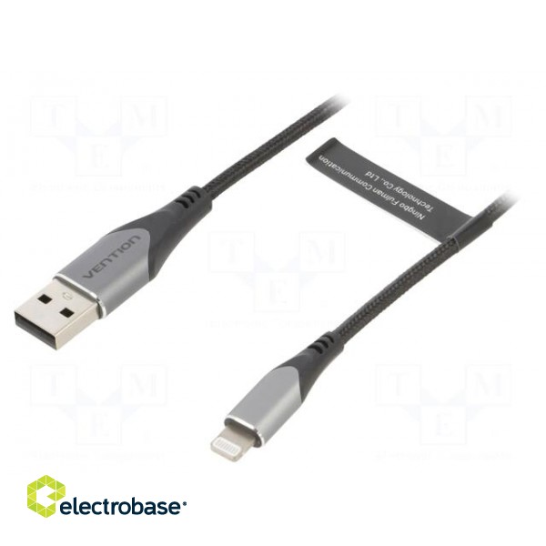 Cable | USB 2.0 | Apple Lightning plug,USB A plug | 0.5m | black