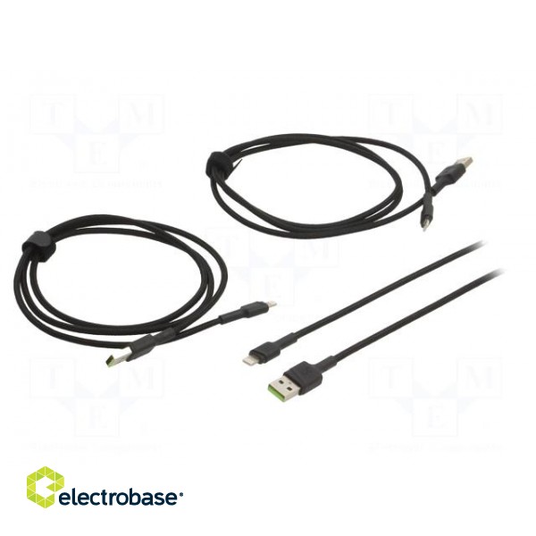 Cable | USB 2.0 | Apple Lightning plug,USB A plug | black | 480Mbps